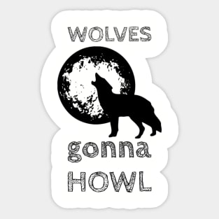 Howling Wolf and Full Moon Sticker